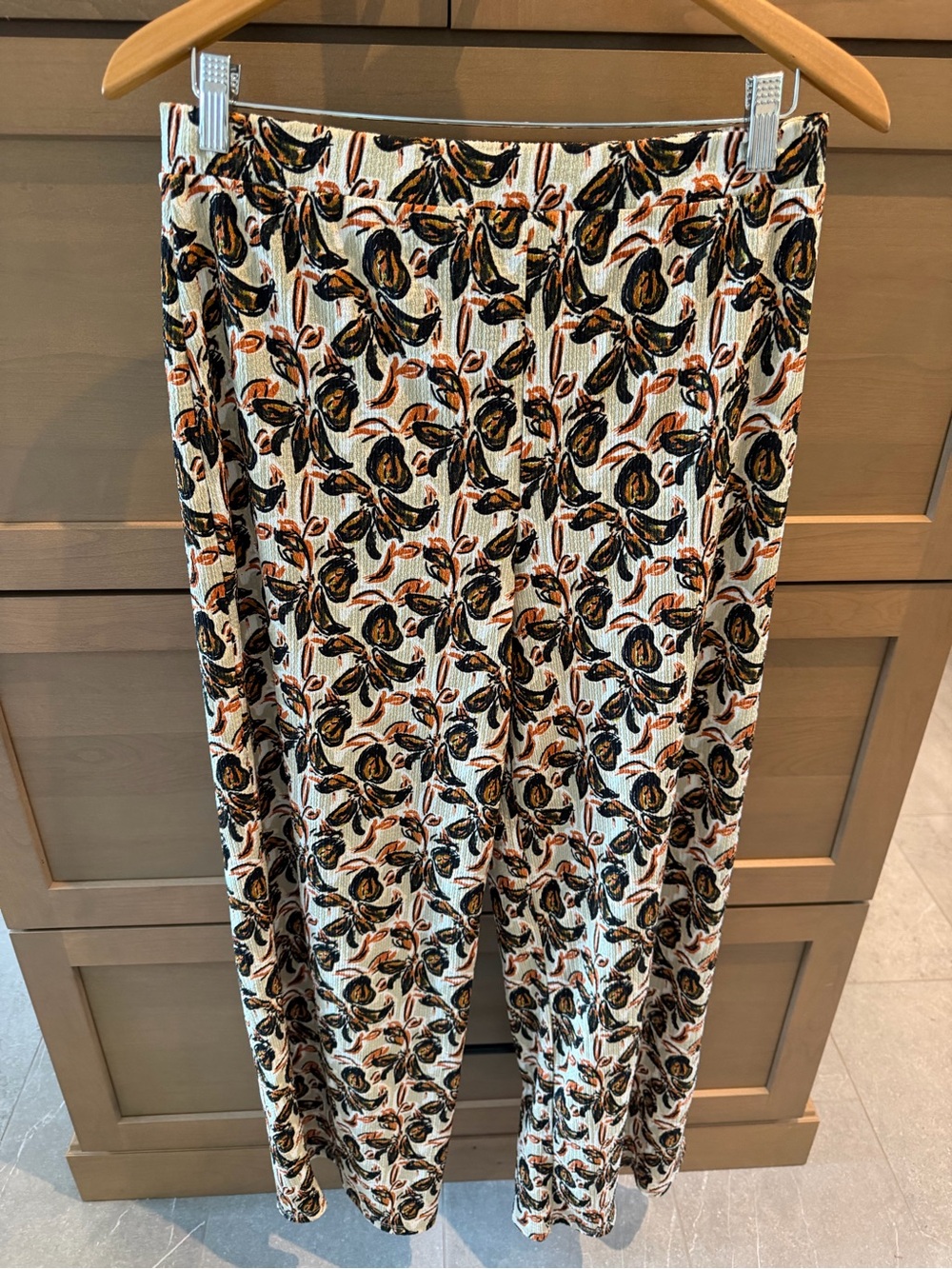 Zara Cream Floral Wide-Leg Pants